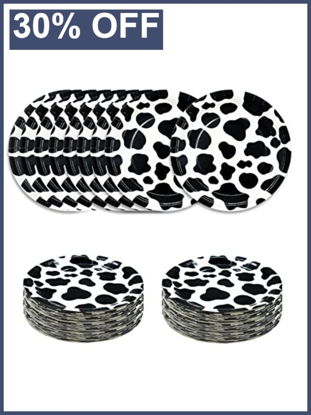 Cow Print Paper Plates 7 Inch Disposable Party Plates 50 Pcs